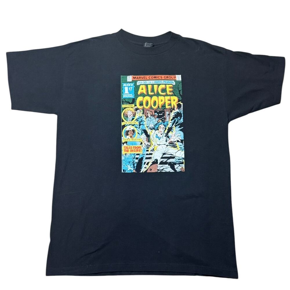 Vintage 1997 Alice Cooper Marvel Comics T-Shirt XL 90s Rock Metal Tour black